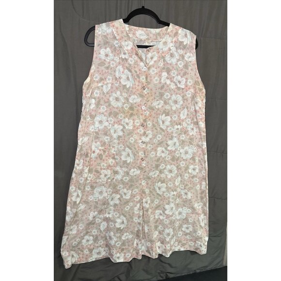 PINKK Housecoat Duster Women's Size L Robe Floral Pockets Snaps Tie Quilted - Picture 1 of 15